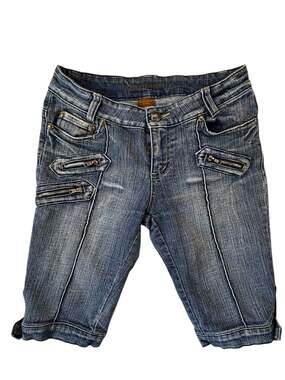 Boom Boom Jeans Women's Size 5 Y2K Multi-Zipper Denim Capris Shorts